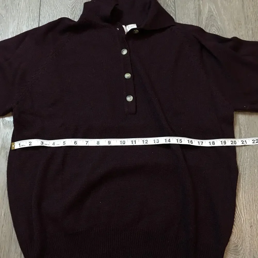 Vintage Tabi International Lambswool blend Brown Men sweater Button Up 1/4 Large